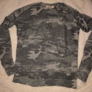 Gray Camo Sweater with Hint of Sparkle